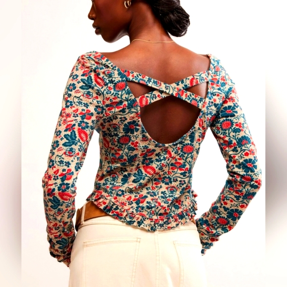 FREE PEOPLE Melanie Long Sleeve Top / Sand Combo - Picture 1 of 5